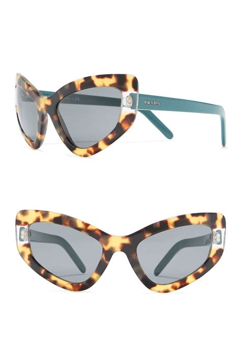 prada square catwalk 55mm tort blue sunglasses|Prada 55mm Cat Eye Sunglasses .